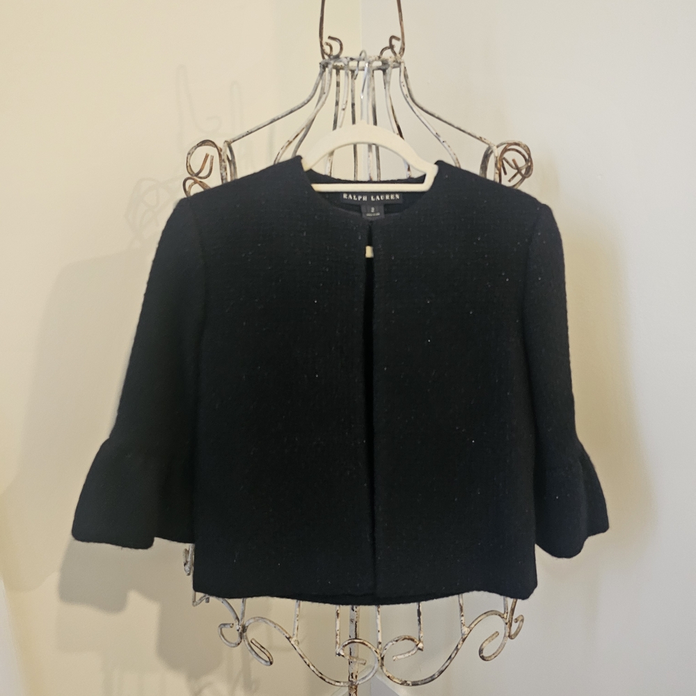 Ralph Lauren Black Cropped Bell-Sleeve Jacket